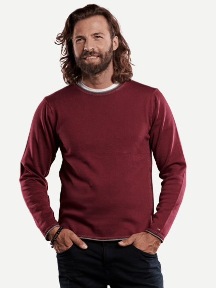 emilio adani Herren sportiver Pullover in dezenter Zweifarbigkeit in Violett 28941