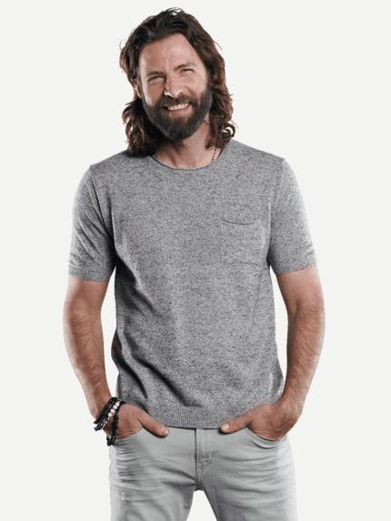 emilio adani Herren modischer Halbarm Pullover aus italienischem Garn in Grau 29535