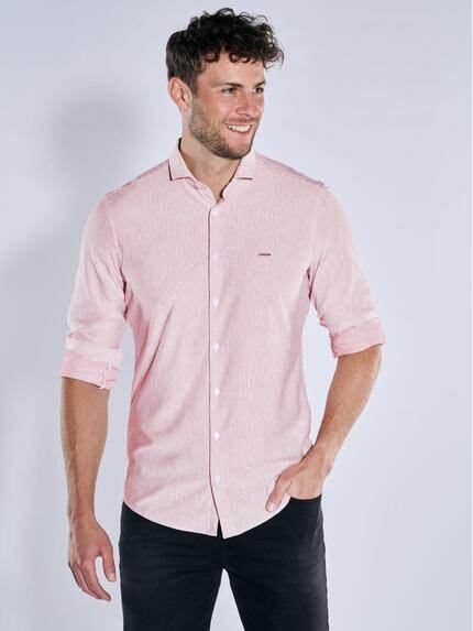 emilio adani Herren Langarm-Hemd gestreift Rosa 39259