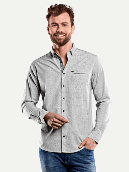 engbers Herren Hemd uni in Grau 27814