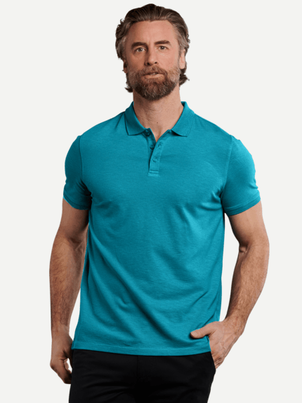 ENGBERS GERMANY Herren softes Poloshirt aus Baumwoll-Modal-Mix in Türkis 29838