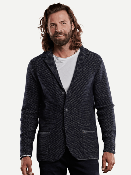 emilio adani Herren Softes struktur-Stricksakko in Blau 28922