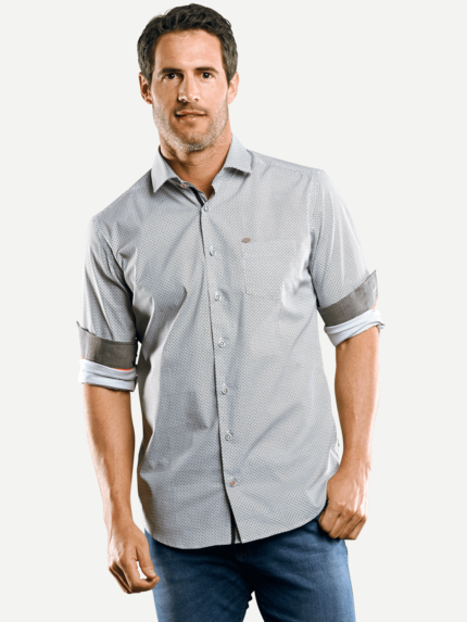 engbers Herren Dezent gemustertes Langarmhemd in Schwarz 29469