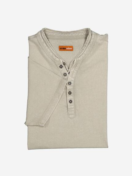 emilio adani Henley-Shirt uni Braunbeige