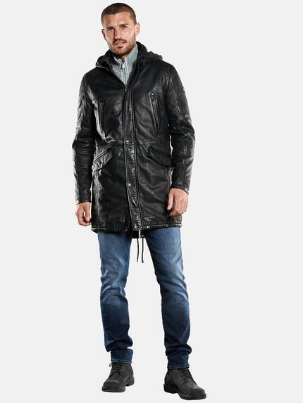 emilio adani Herren Lederjacke Schwarz 33531