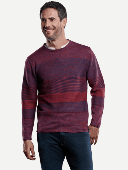 engbers Herren Pullover mit Ringelmusterung in Violett 28919
