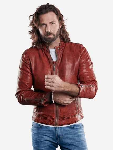 emilio adani Herren kernige Lederjacke mit Hingucker-Garantie in Rot 29145