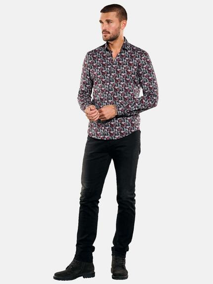 emilio adani Herren Langarm-Hemd slim fit Rot 35513