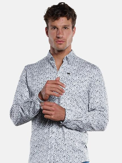 engbers Herren Langarm-Hemd mit All-Over-Print Grau 33375