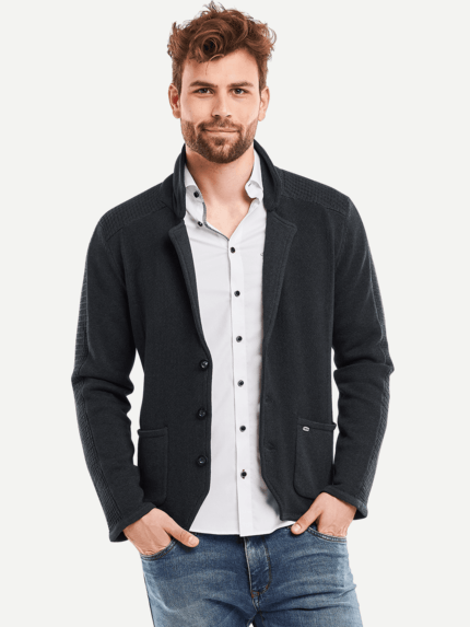 engbers Herren Struktur-Stricksakko in Grau 26896