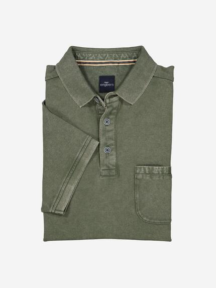 engbers Polo-Shirt strukturiert Khaki