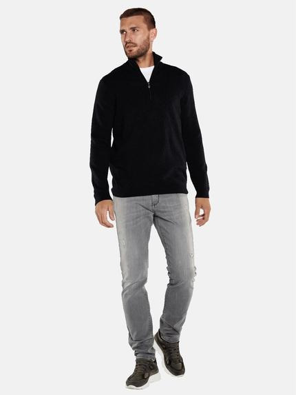 emilio adani Herren Pullover mit Troyerkragen Grau 35857