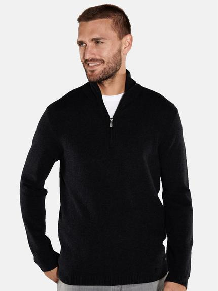 emilio adani Herren Pullover mit Troyerkragen Grau 35857