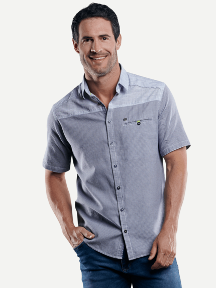 engbers Herren Hemd mit Kontrastware in Blau 29450
