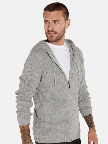 emilio adani Herren Strickjacke mit Kapuze Grau 35706