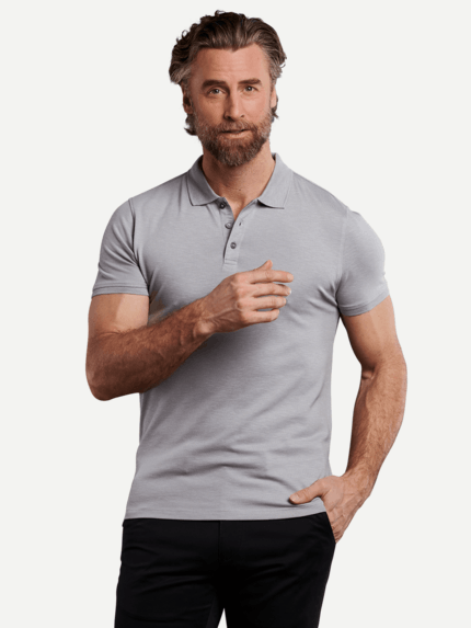 ENGBERS GERMANY Herren softes Poloshirt aus Baumwoll-Modal-Mix in Grau 29837