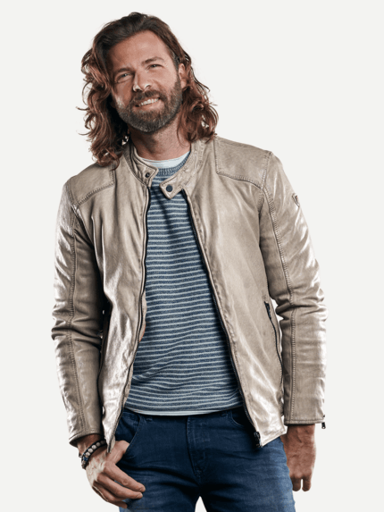 emilio adani Herren Sportive Bikerjacke in Beige 29139