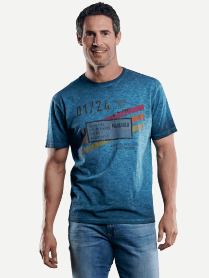 engbers Herren Modisches Print-Shirt in Türkis 29224