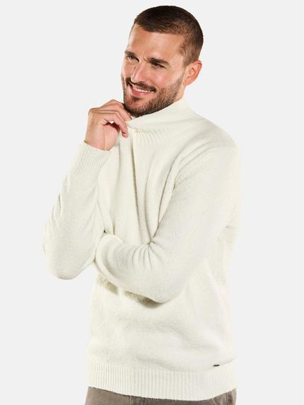 emilio adani Herren Pullover mit Rollkragen Weiß 35707