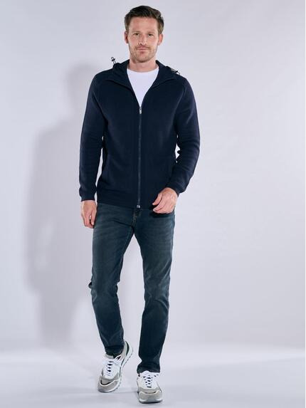 engbers Herren Strickjacke mit Kapuze Blau 37437