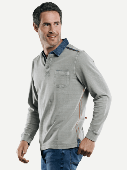 engbers Herren Poloshirt langarm in Grau 29232