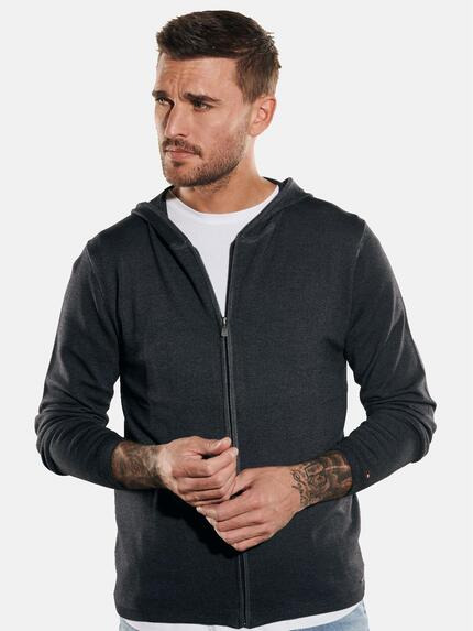 emilio adani Herren Cardigan mit Kapuze Grau 35411