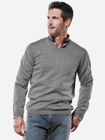 engbers Herren Pullover V-Ausschnitt in Grau 26901