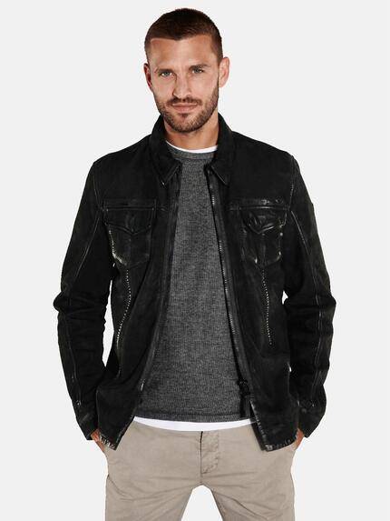 emilio adani Lederjacke slim fit Schwarz