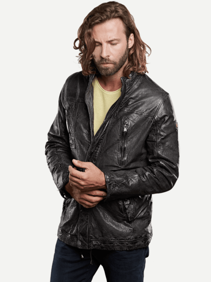 emilio adani Herren Lederjacke in Grau 28790