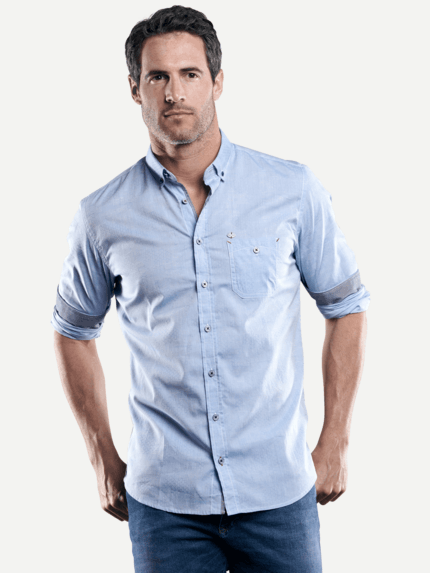 engbers Herren Softes Webstruktur-Hemd in Blau 29518