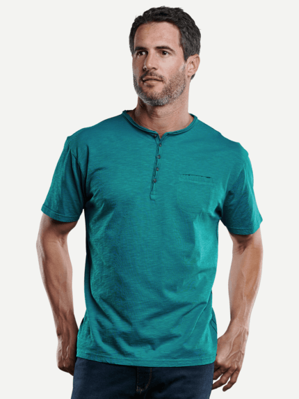engbers Herren Henley T-Shirt in Türkis 28912