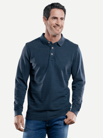 engbers Herren Poloshirt langarm in Blau 29234