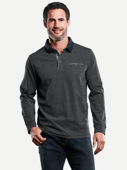 engbers Herren Poloshirt langarm in Blau 28837