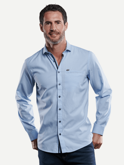 engbers Herren Hemd uni in Blau 28804