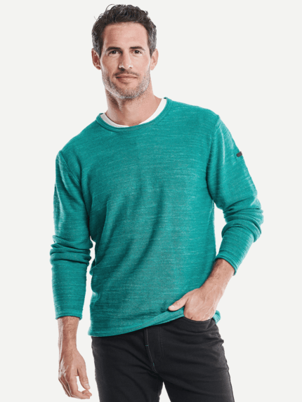 engbers Herren Pullover Rundhals in Türkis 26763