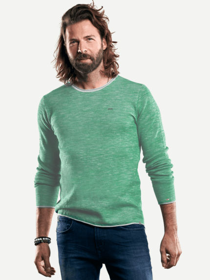 emilio adani Herren softer Pullover mit Strukturoberfläche in Grün 29242