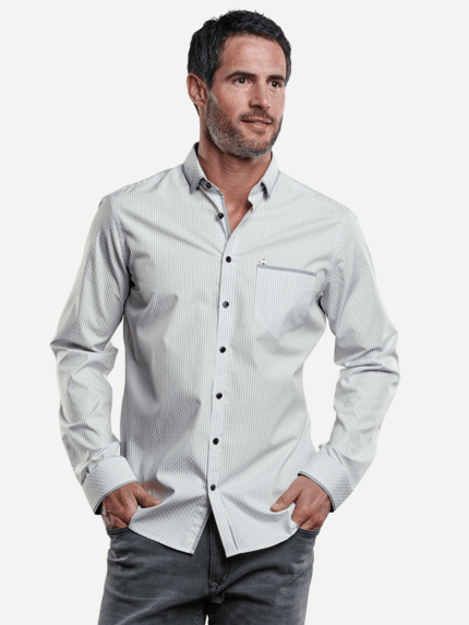 engbers Herren Hemd gemustert in Grau 28956