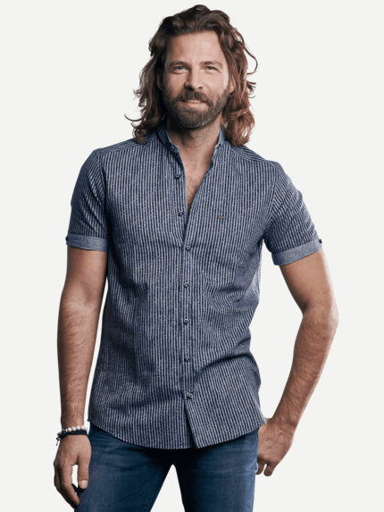 emilio adani gestreiftes Hemd aus softer Halbleinen Ware  29440