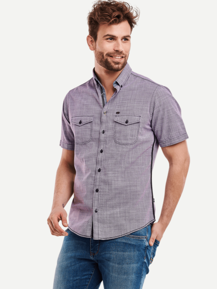 engbers Herren Hemd mit Minimalmuster in Violett 27323