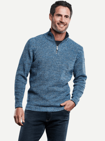 engbers Herren Softer Stehkragenpullover in Blau 28898