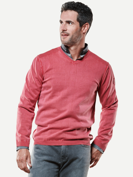 engbers Herren Pullover V-Ausschnitt in Rot 26900