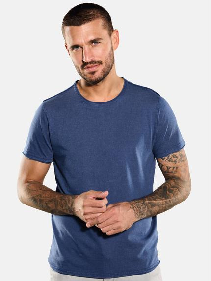 emilio adani Herren T-Shirt uni Blau 35350