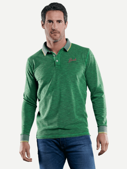 engbers Herren Poloshirt in Flammgarnoptik in Türkis 29217