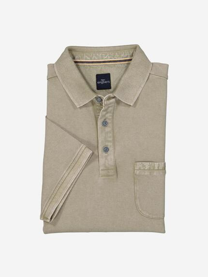 engbers Polo-Shirt strukturiert Braunbeige