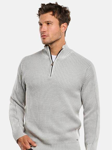 Herren Pullover mit Troyerkragen in Grau kaufen 33816