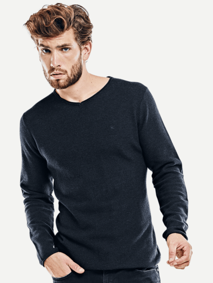 emilio adani Herren Pullover V-Ausschnitt in Blau 28007