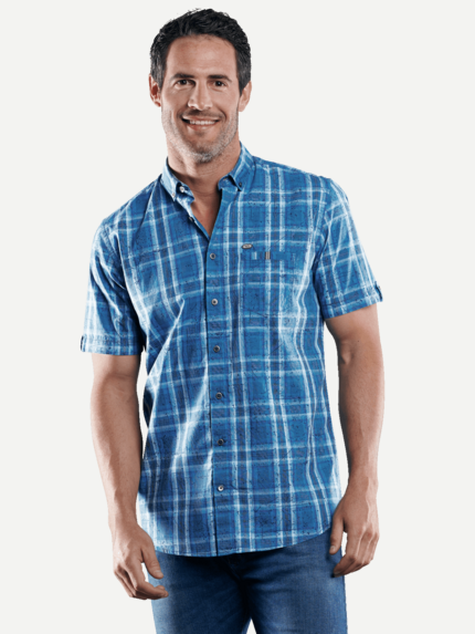 engbers Herren Außergewöhnliches Karo-Hemd in Türkis 29083