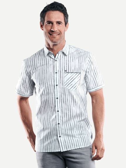 engbers Herren Modisches Streifenhemd in Weiß 29515
