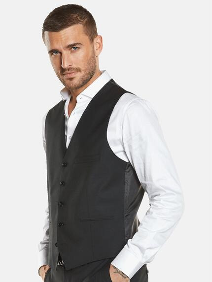 emilio adani Herren Anzug-Weste slim fit Schwarz 34917