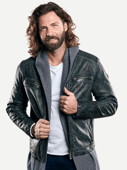 emilio adani Herren Lederjacke im Retrodesign in Braun 29144